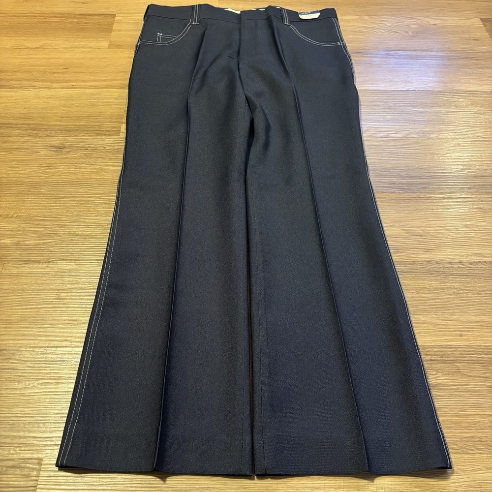 VTG 70s JCPenney "Dress Jeans" 36x32 Navy Blue Wide Flare Bell Bottom Deadstock